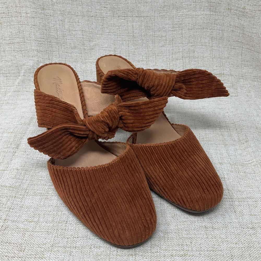 Madewell Brown Corduroy Bow Mules